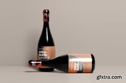 Multiple wine bottle mockup