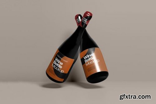 Multiple wine bottle mockup