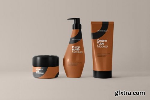 Cosmetic tube and multiple pump bottle mockup