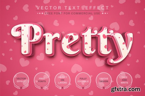 Pretty Love - editable text effect, font style