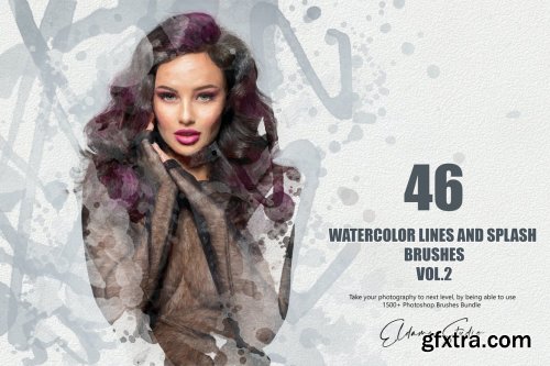 46 Watercolor Lines and Splash Brushes - Vol. 2