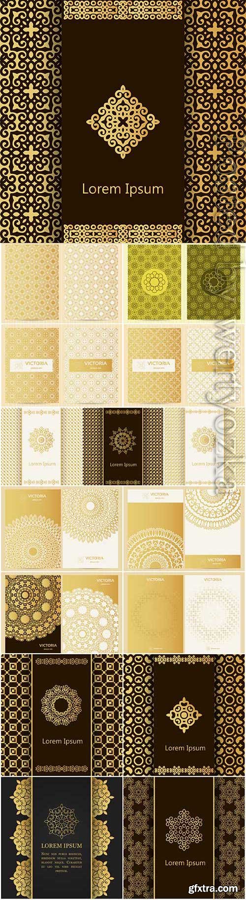 Backgrounds with patterns in oriental style in vector