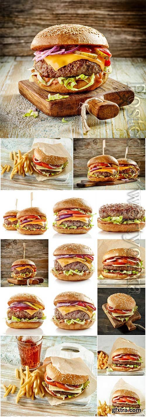 French fries and hamburgers stock photo French fries and hamburgers stock photo