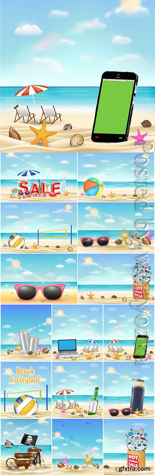 Marine summer backgrounds in vector