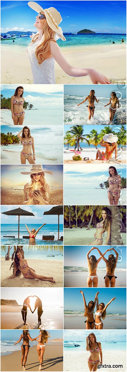 Girls having fun at the sea stock photo Girls having fun at the sea stock photo