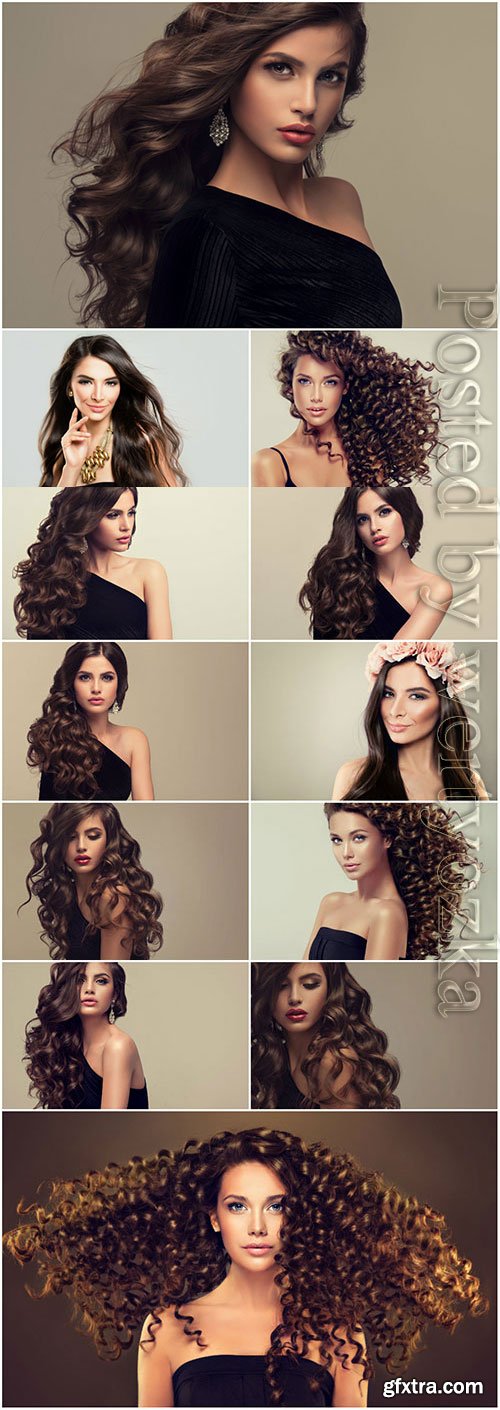 Beautiful girls with long curly hair stock photo Beautiful girls with long curly hair stock photo