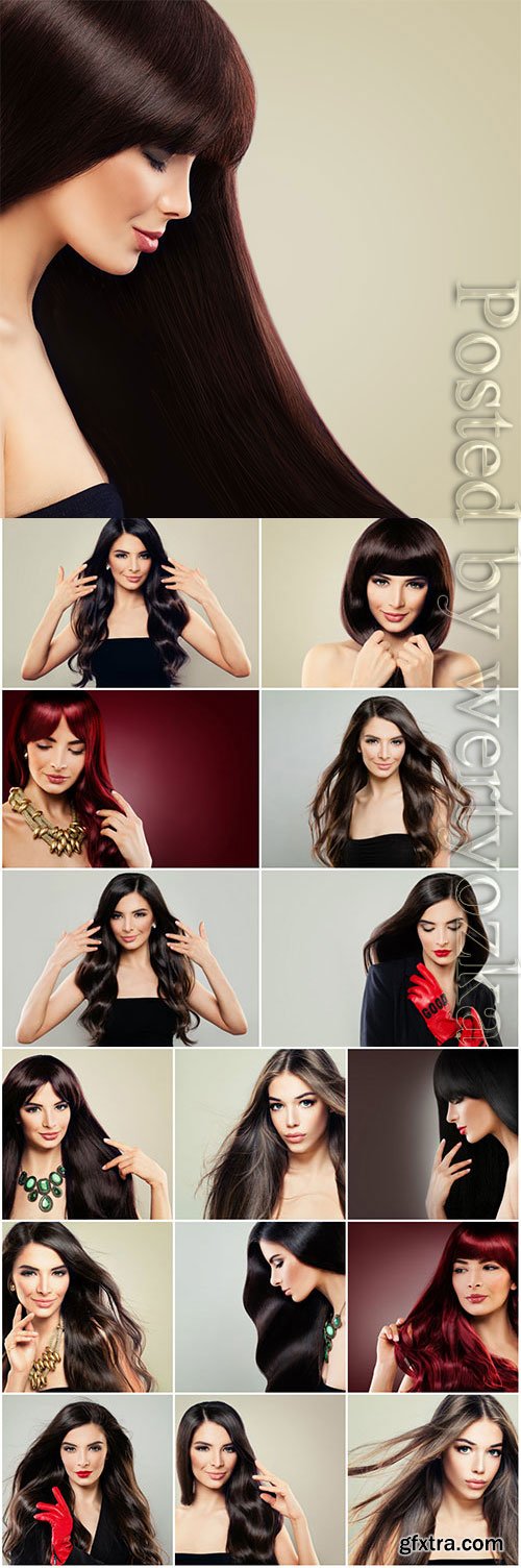 Adorable brunette girl with long hair stock photo Adorable brunette girl with long hair stock photo