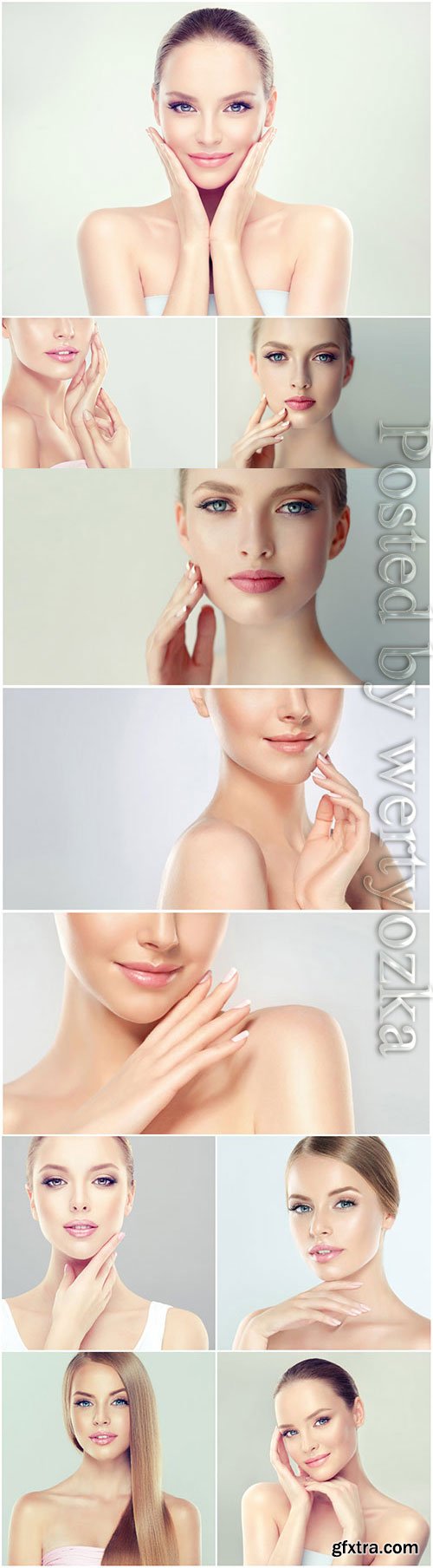 Girls with beautiful and well-groomed face stock photo Girls with beautiful and well-groomed face stock photo