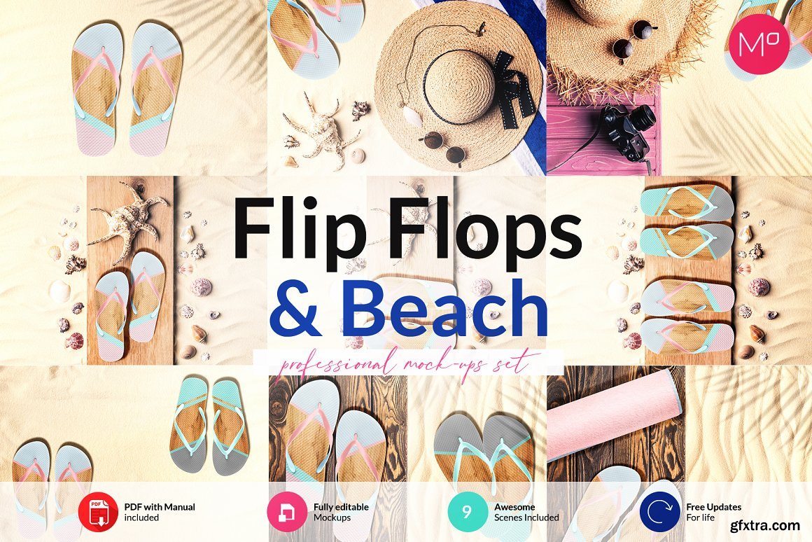 CreativeMarket - Flip Flops & Beach Mock-ups Set 6195994 Â» GFxtra
