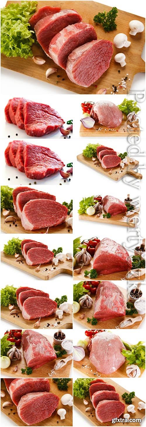 Mushrooms spices and fresh meat stock photo Mushrooms spices and fresh meat stock photo