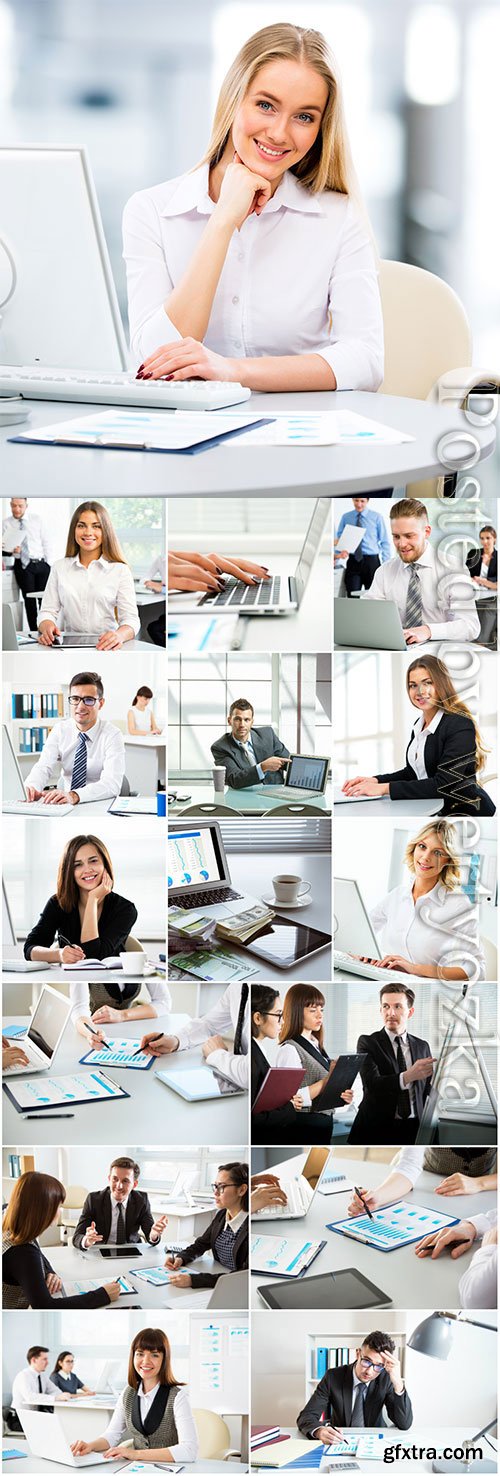 Men and women working in the office stock photo Men and women working in the office stock photo