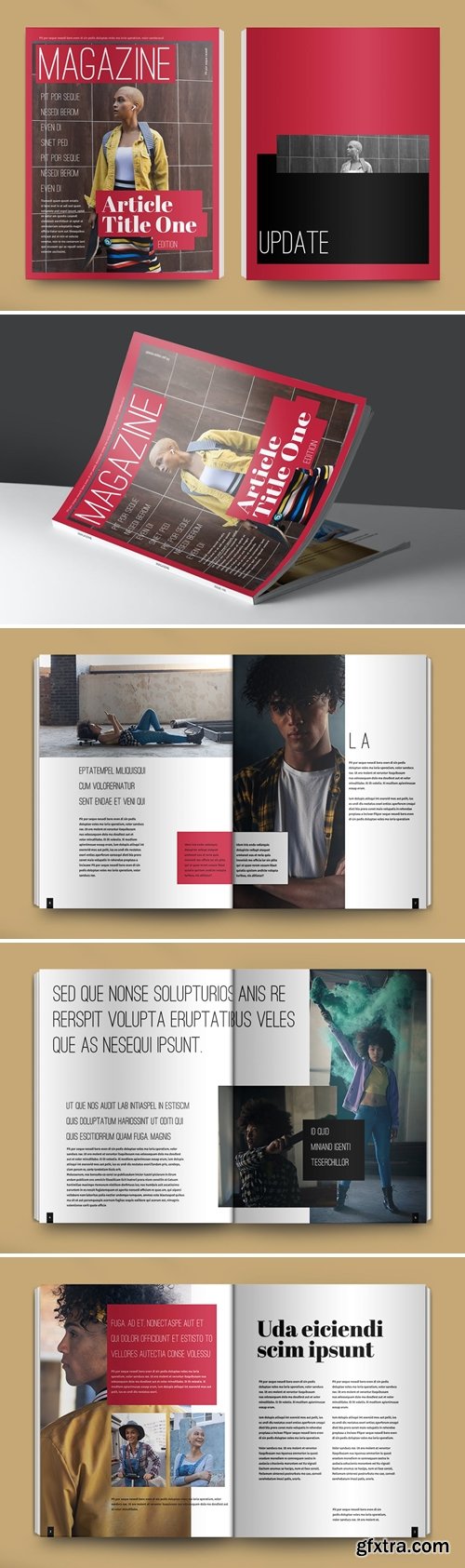 Red Magazine Layout Set