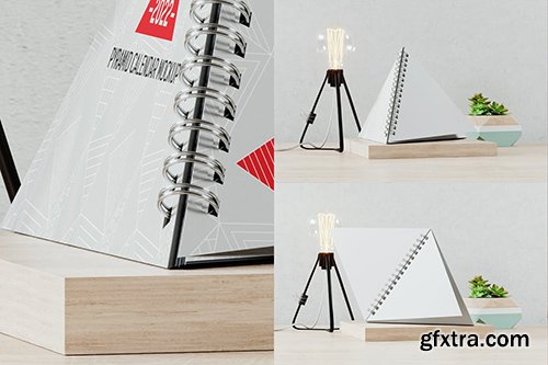 Pyramid Table Spiral Calendar Mockup Pyramid Table Spiral Calendar Mockup