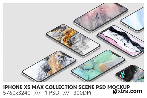 iPhone Xs Max Collection Scene PSD Mockup