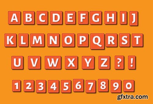 Rectangle embossed alphabets numbers set