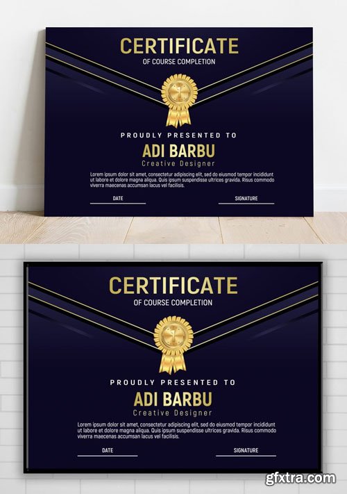 Certificate of Course Completion PSD Design Template Certificate of Course Completion PSD Design Template