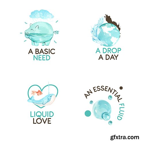 World water day concept watercolor logo illustration 