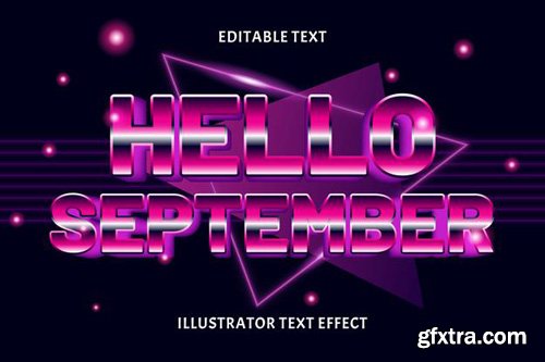 Hello september vector 3d  editable text effect