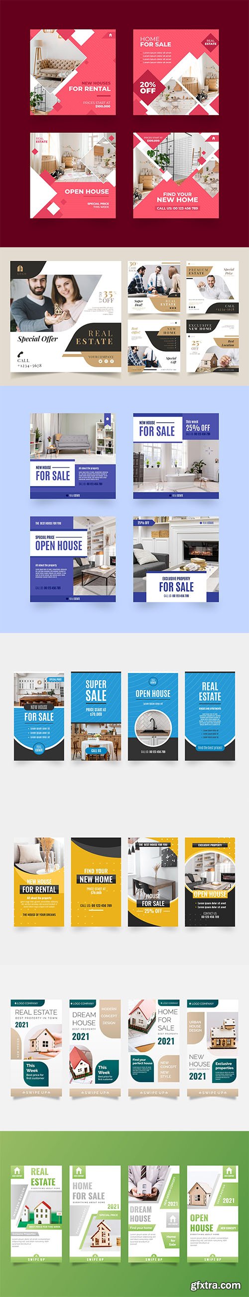Flat real estate instagram story collection