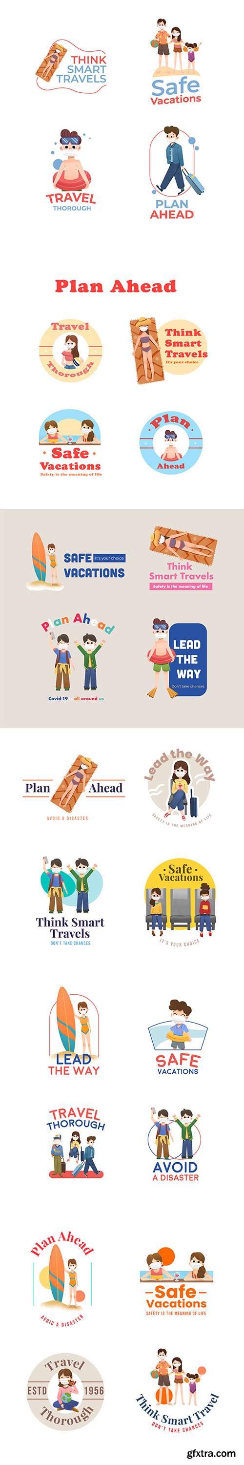 Logo design with covid-19 prevention concept branding marketing