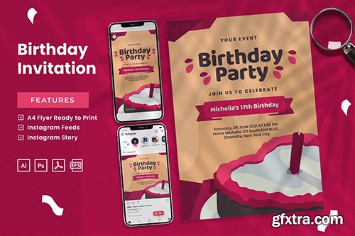 Birthday Invitation - Print & Social Media 7B5RZE9 Birthday Invitation - Print & Social Media 7B5RZE9