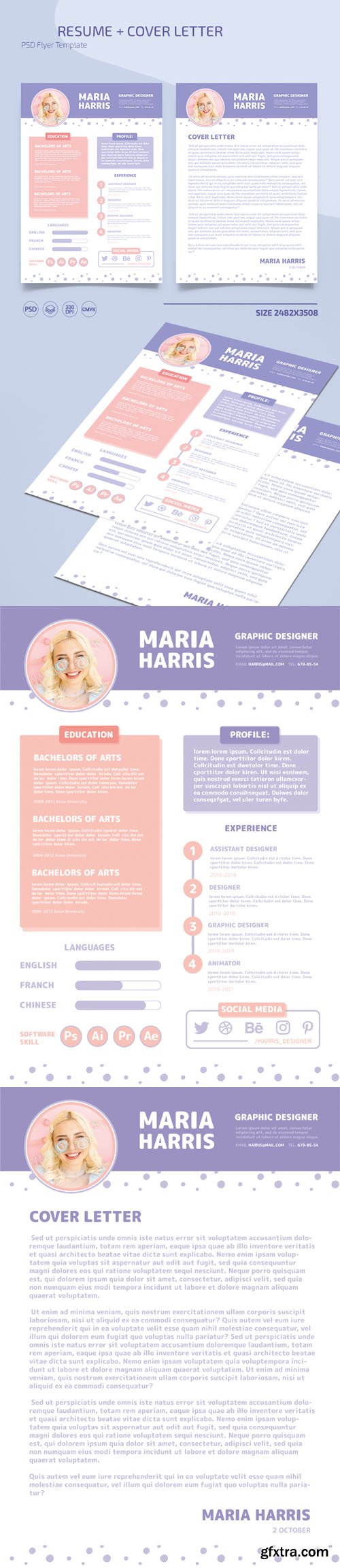 Cute Resume + Cover Letter PSD Templates Cute Resume + Cover Letter PSD Templates