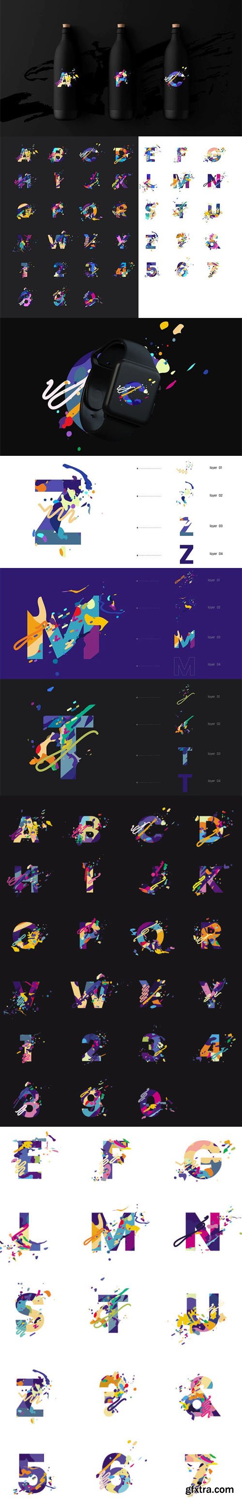 Splash Letter Fonts Vector Templates Splash Letter Fonts Vector Templates