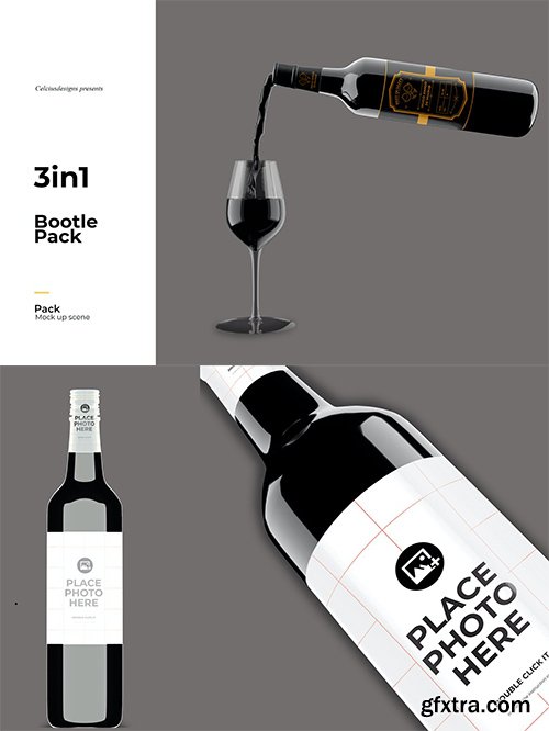 3D Wine Bottle Mock Up RW5MHU2 3D Wine Bottle Mock Up RW5MHU2