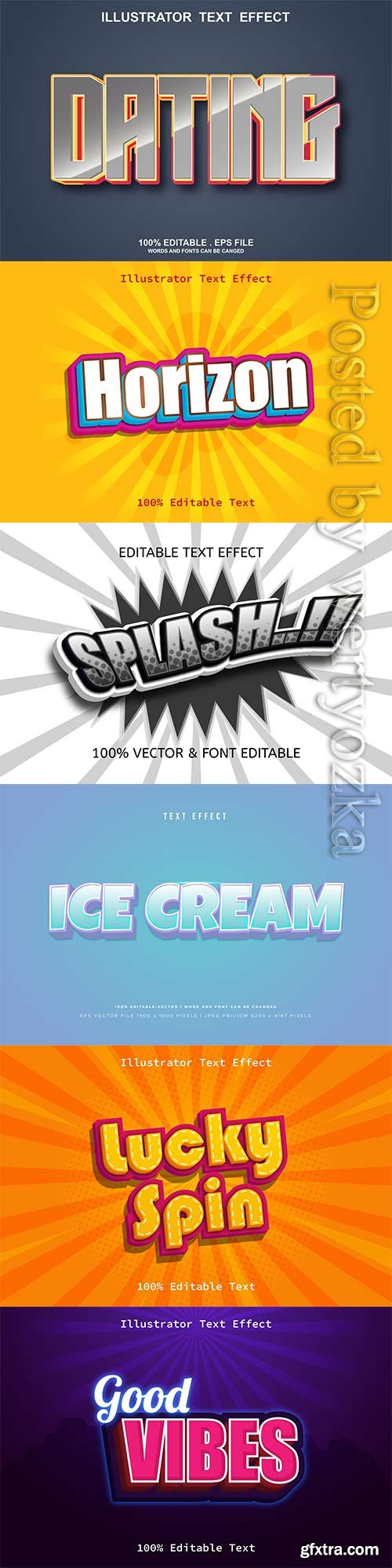 3d editable text style effect vector vol 647