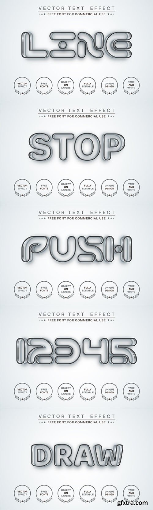 Line - editable text effect, font style Line - editable text effect, font style