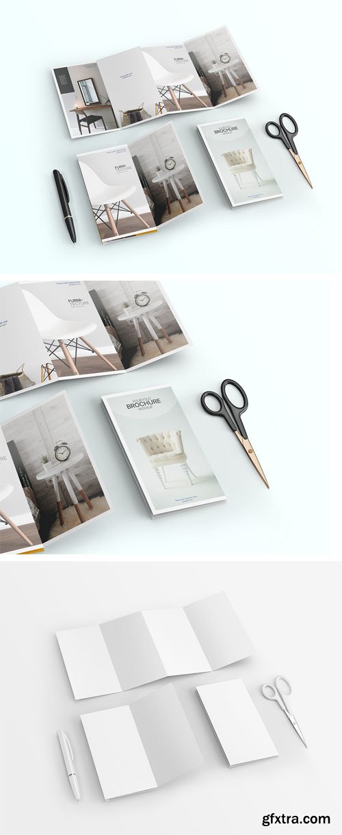 4-Fold Brochure PSD Mockup Template 4-Fold Brochure PSD Mockup Template