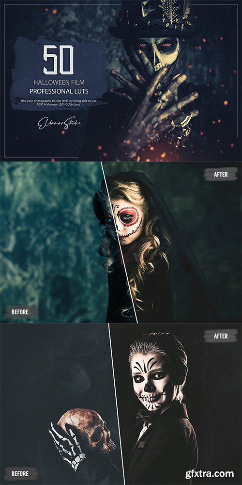 50 Halloween Film LUTs and Presets Pack