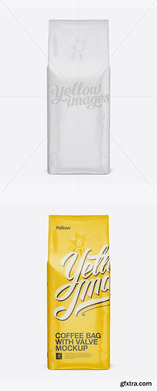 Glossy Coffee Bag With Valve Mockup - Front View 11881
