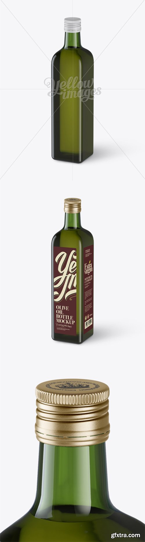 0.75L Green Glass Olive Oil Bottle Mockup - Halfside view (High-Angle Shot) 13927