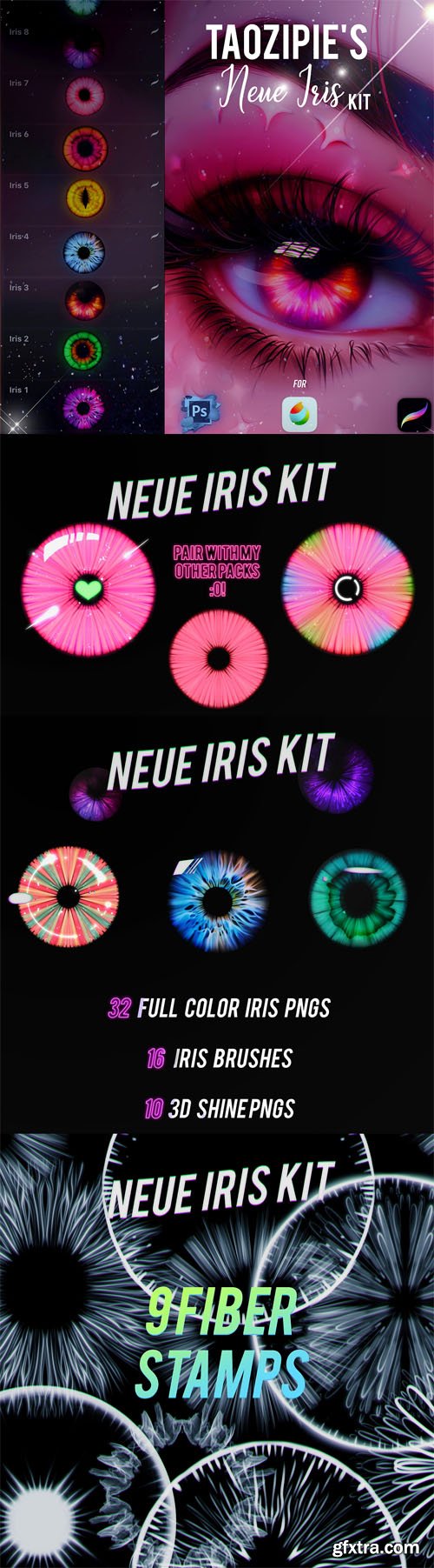 Iris Kit - Brushes Pack for Photoshop/Procreate/Medibang Iris Kit - Brushes Pack for Photoshop/Procreate/Medibang