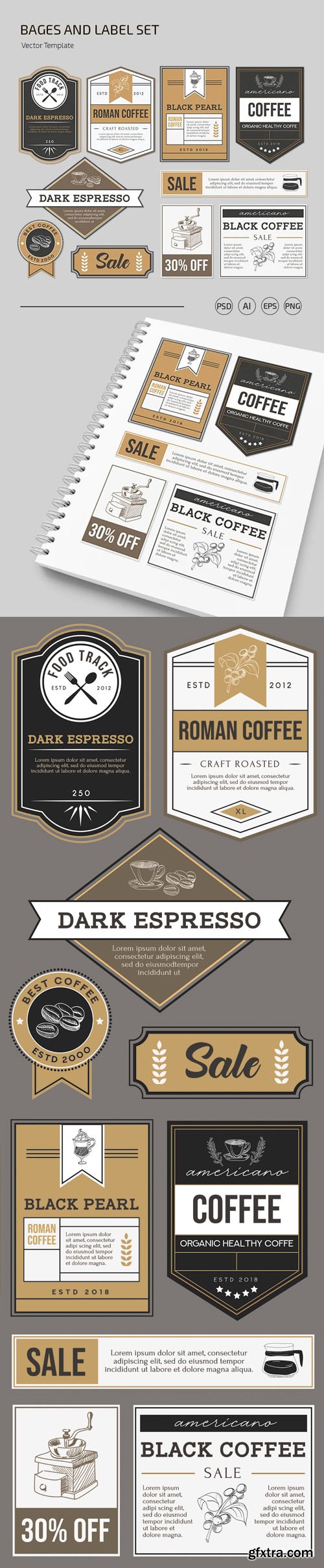 10 Bages & Labels (Ai/EPS/PSD) Templates Dedicated to Cafes & Restaurants 10 Bages & Labels (Ai/EPS/PSD) Templates Dedicated to Cafes & Restaurants