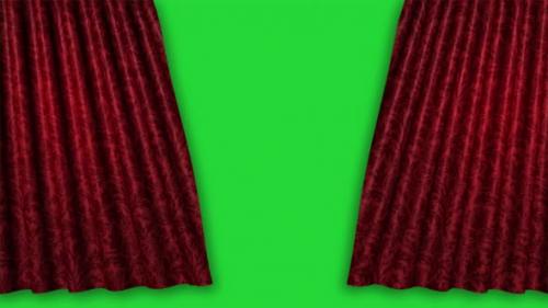 Videohive - Red Velvet Theater Curtains Opening with Green Chroma Key - 33085061 - 33085061