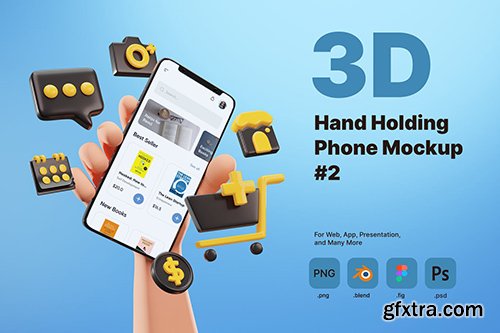 3D Hand Holding Phone Mockup for E-commerce NA8A4A8