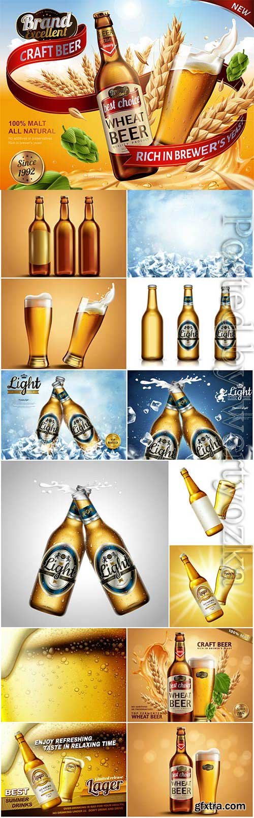 Beer bottles advertising posters in vector Beer bottles advertising posters in vector