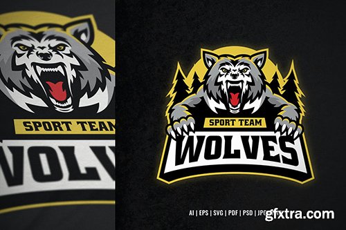 Wolf Mascot Logo Template 6PQL4V4