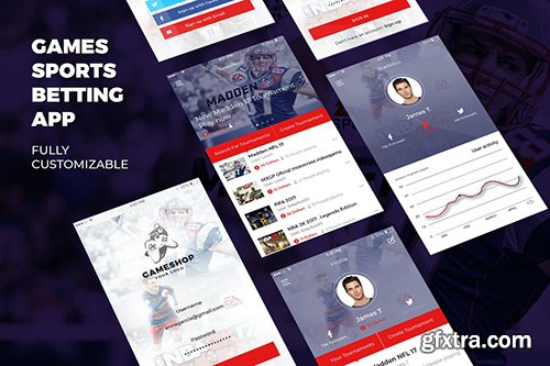 Sports, Bet and Game Mobile App UI Kit Template Sports, Bet and Game Mobile App UI Kit Template