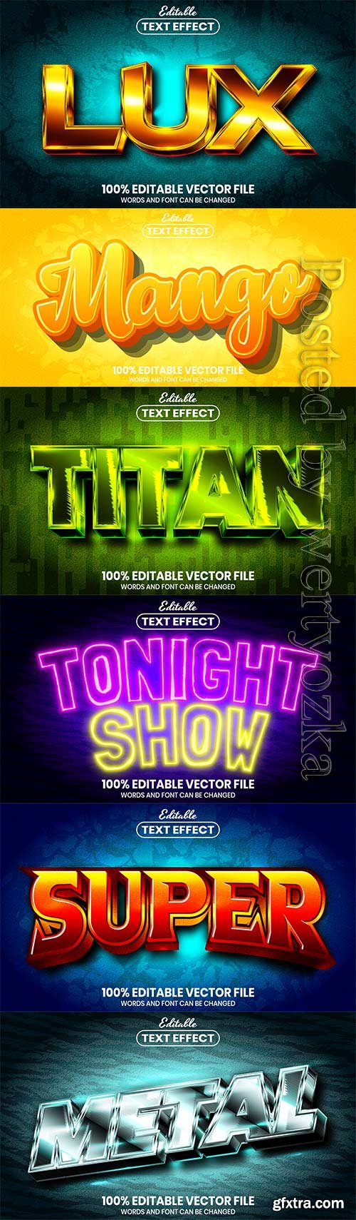 3d editable text style effect vector vol 694