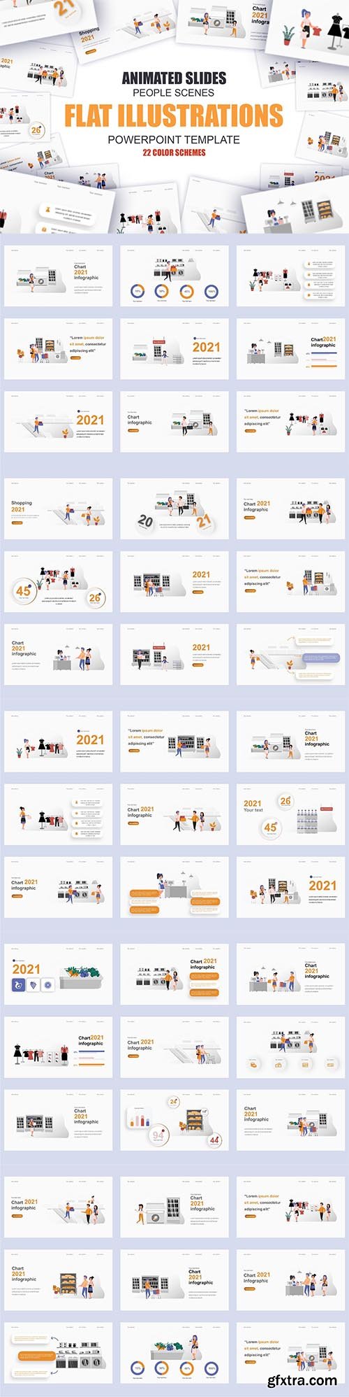 Shopping Illustration Powerpoint Template Shopping Illustration Powerpoint Template