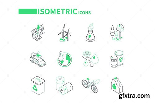 Eco Lifestyle - Line Isometric Icons BRG4PAF