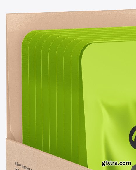 Metallic Sachets w/ Kraft Box Mockup 86611