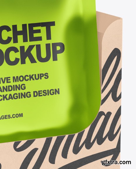 Metallic Sachets w/ Kraft Box Mockup 86611