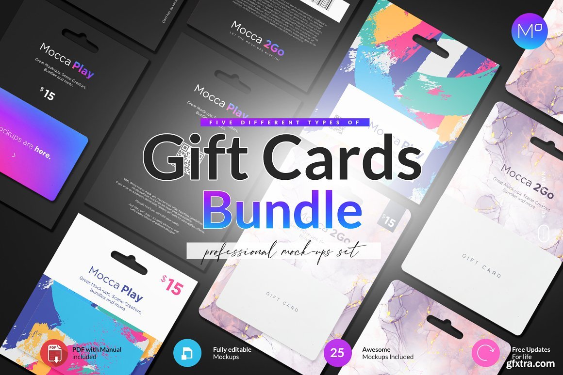 CreativeMarket Gift Cards 5 Top Types 25xMockups 6258039 » GFxtra