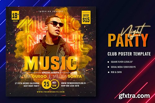 Club Party Poster Template YQQR27D Club Party Poster Template YQQR27D