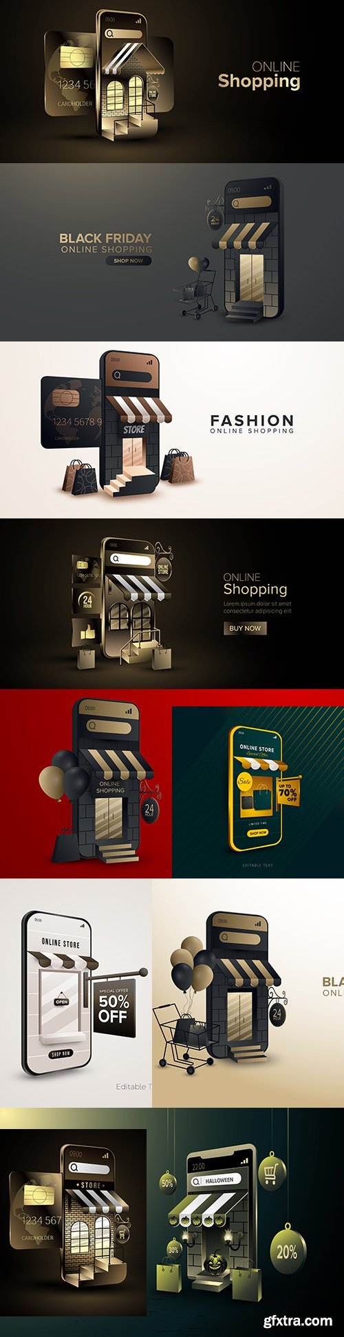 Online stores with concept of digital marketing on mobile phone