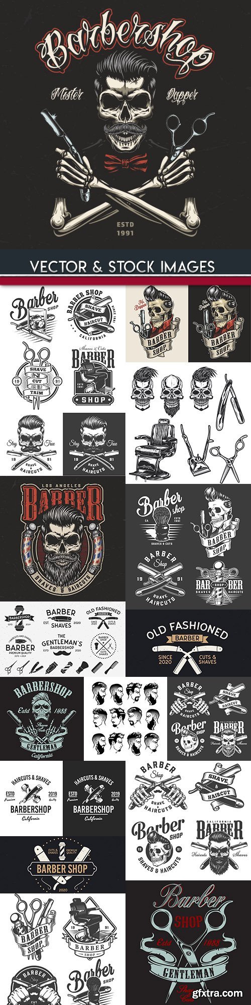 Barbershop professional tools hairstyle design illustration